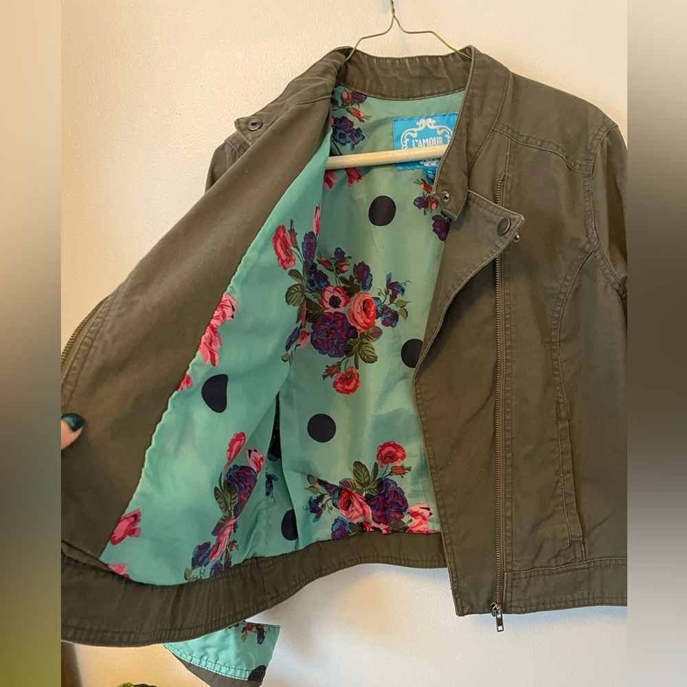 Nanette Lepore L’Amour Olive Moto Jacket XL - Utility Chic Indie Sleaze - Picture 3 of 6